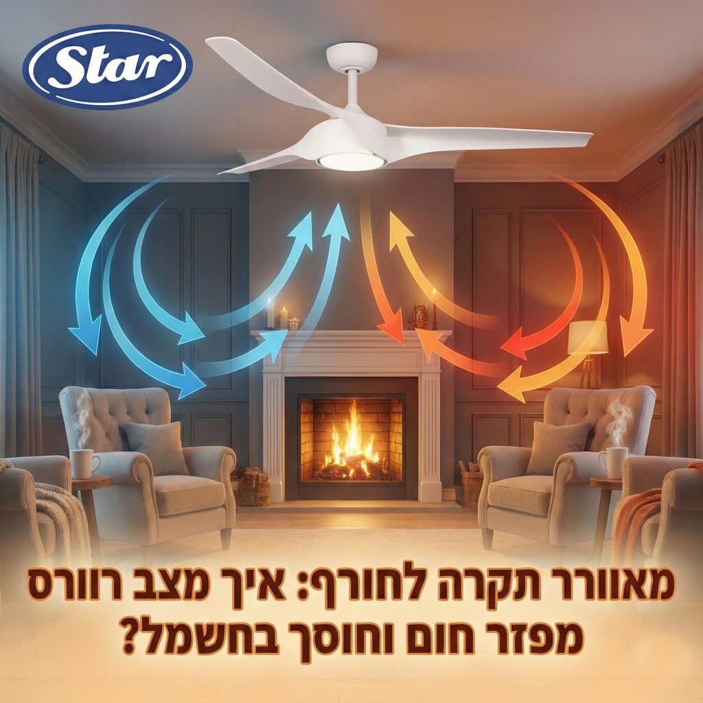 מאוורר תקרה לחורף: איך מצב רוורס מפזר חום וחוסך בחשמל?
